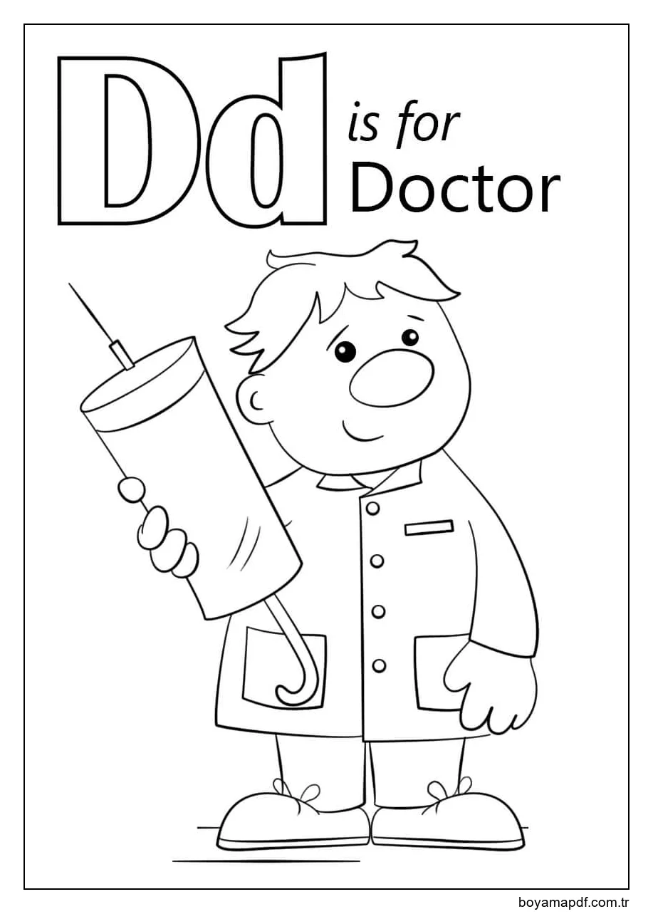 D harfi Doktor Içindir Boyama Sayfası