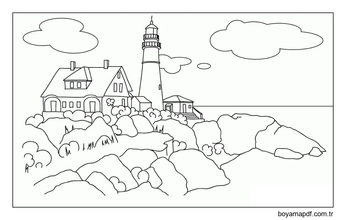 Deniz Feneri Manzarası karakter çizimi