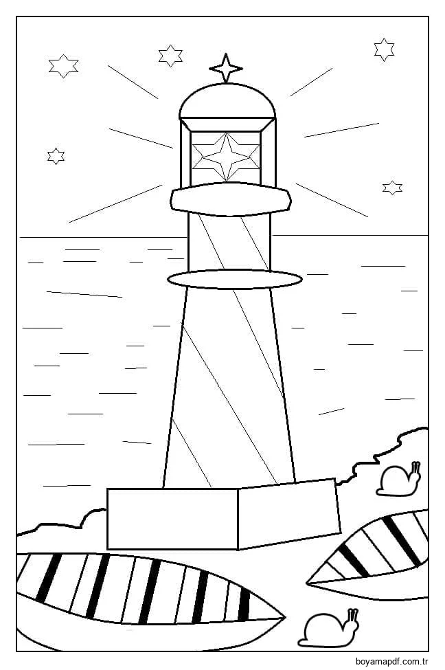 Deniz feneri yazdırılabilir karakter çizimi