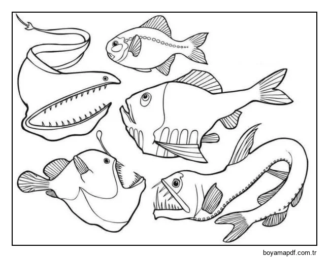 Derin deniz balığı. karakter çizimi