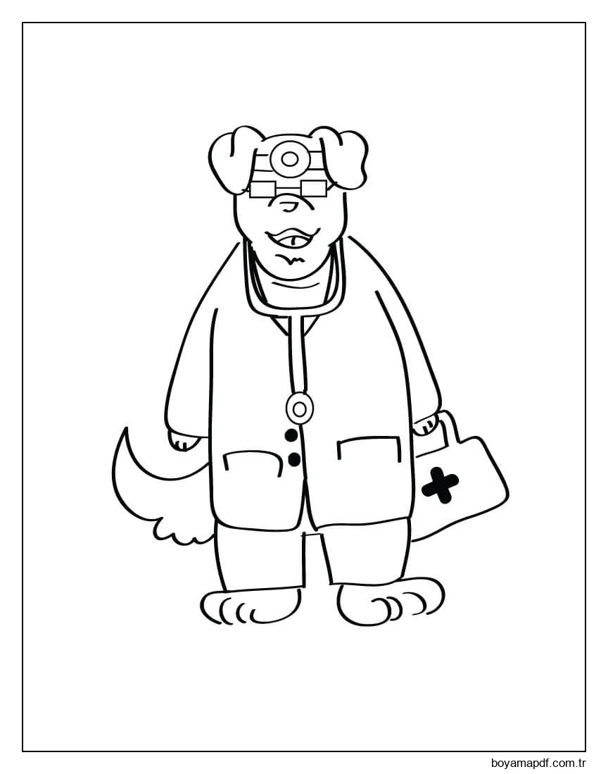 Doktor Köpek Boyama Sayfası