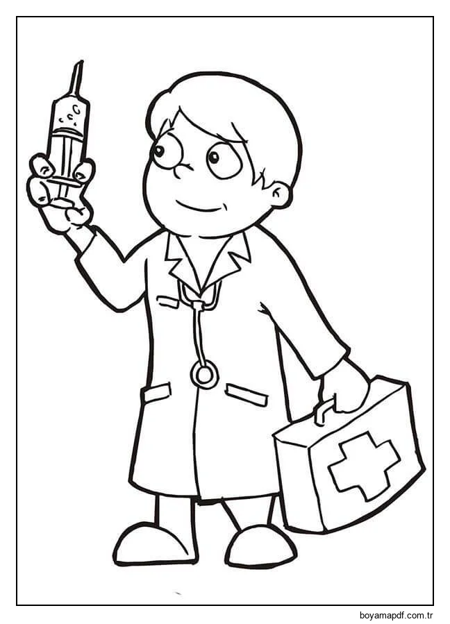 Doktor tutan Iğne Boyama Sayfası