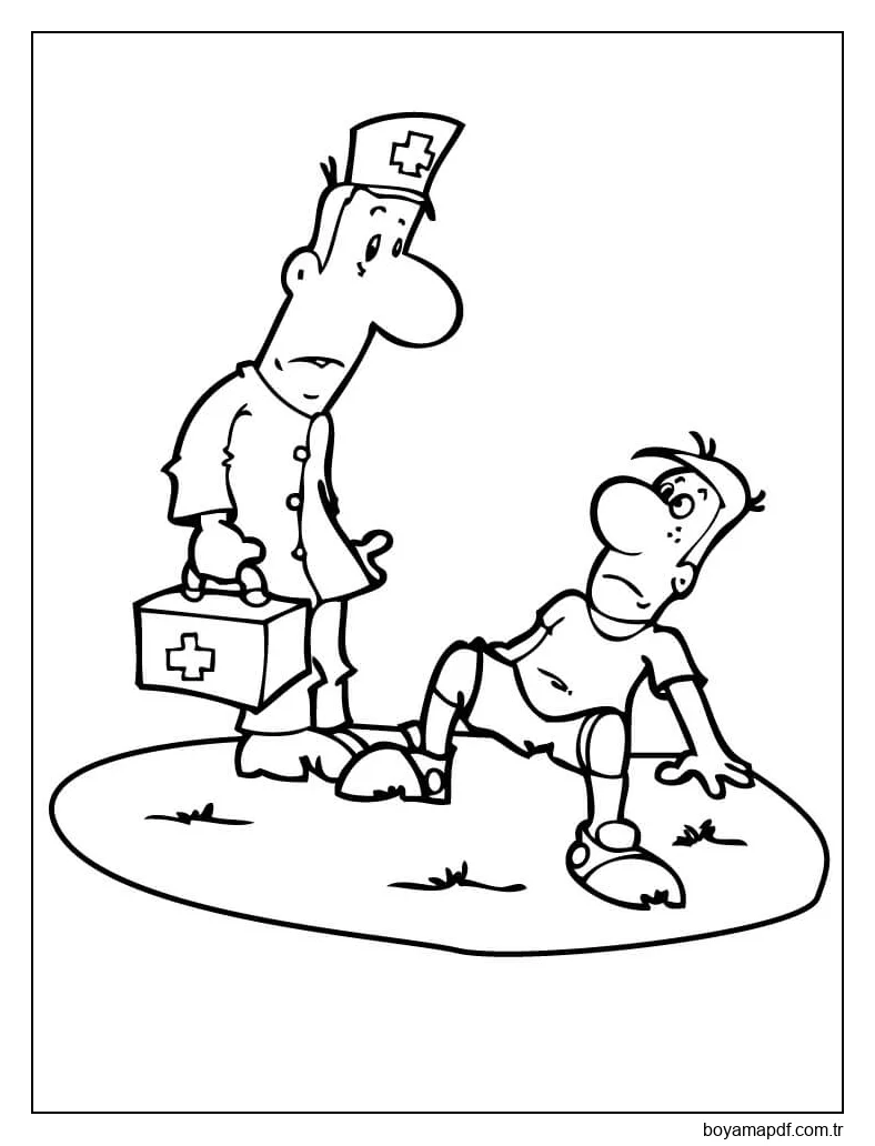 Doktor ve hasta Düşmek Boyama Sayfası