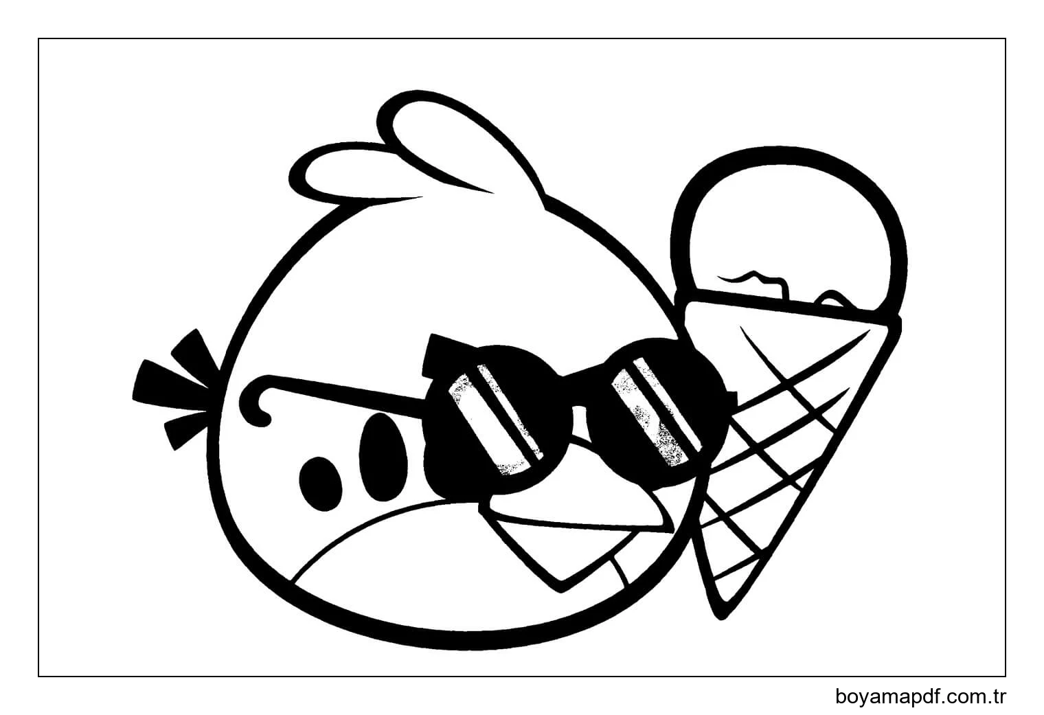 Dondurma ile Serin Kırmızı Kuşlar Boyama Sayfası