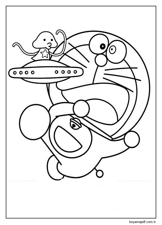 Doremon Ve UFO Boyama Sayfası