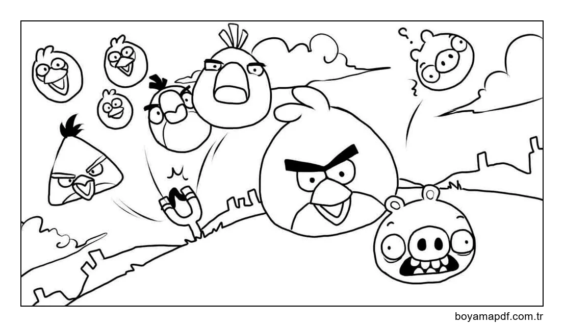 Earl Pig'e Kuş Saldırısı Boyama Sayfası