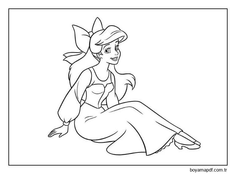 Eğlenceli Ariel Oturma Boyama Sayfası
