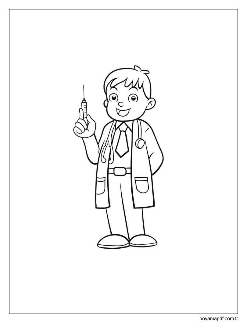 Eğlenceli çocuk Doktor Boyama Sayfası