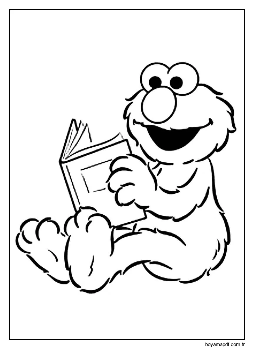 Elmo Okuma Kitabı Boyama Sayfası
