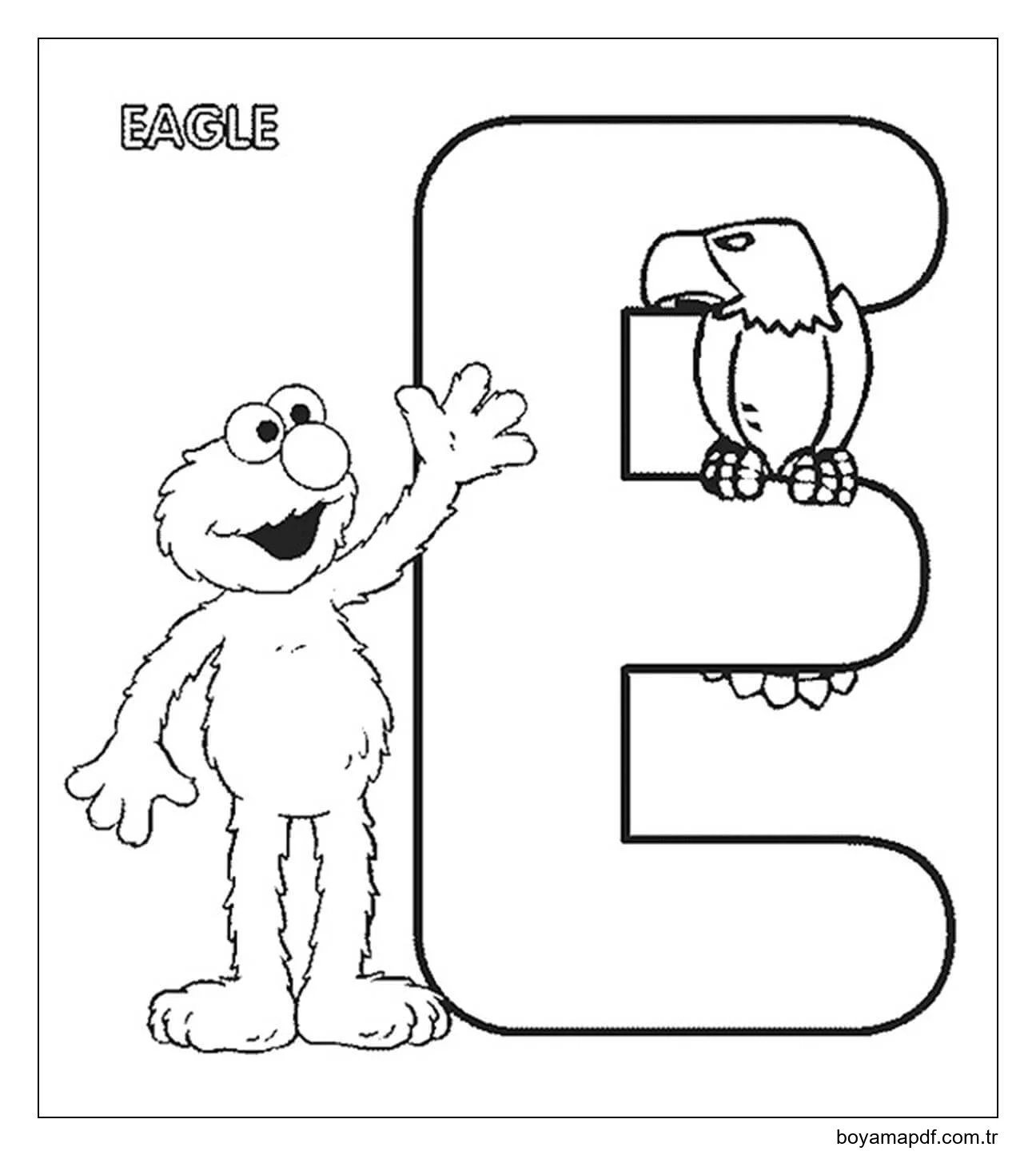 Elmo Ve Kartal Için E Boyama Sayfası