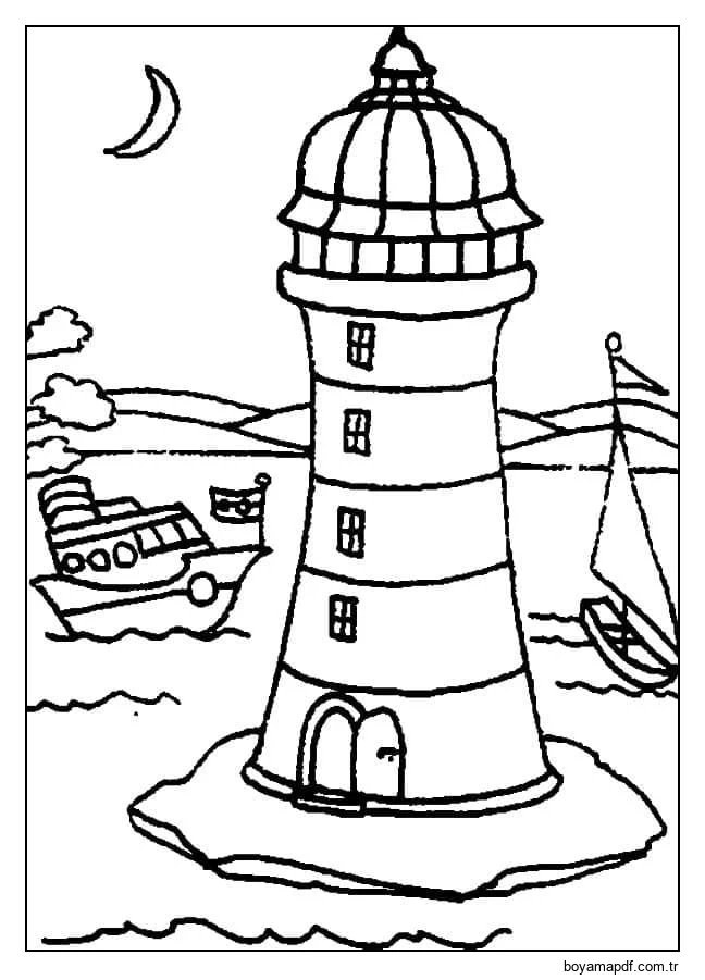 Gece deniz feneri karakter çizimi