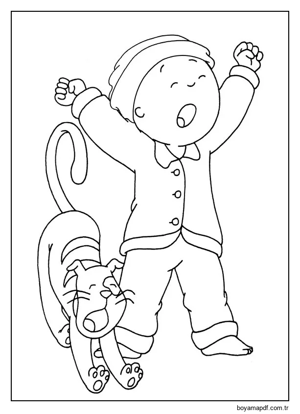 Gilbert ve Caillou Esneme Boyama Sayfası