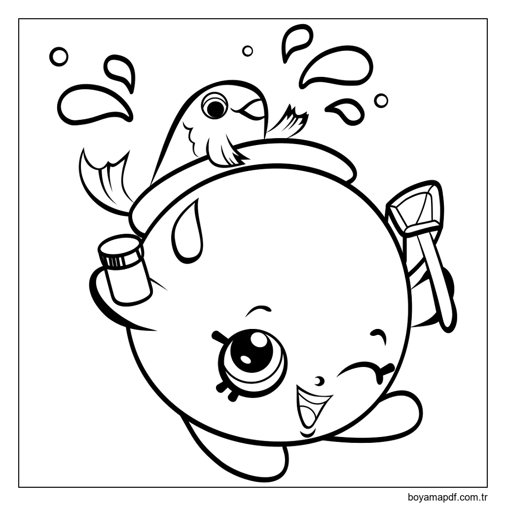 Goldie Balık Kasesi Shopkin karakter çizimi