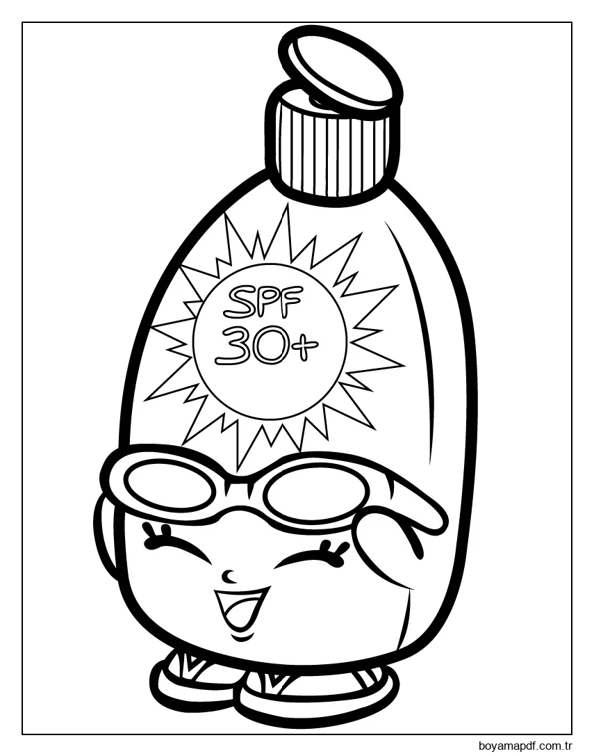 Güneşli Ekran Shopkin karakter çizimi