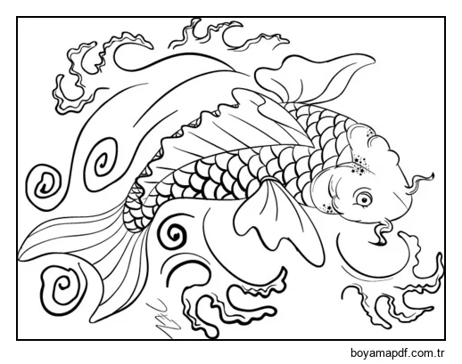 Güzel Bir Koi Sazan karakter çizimi