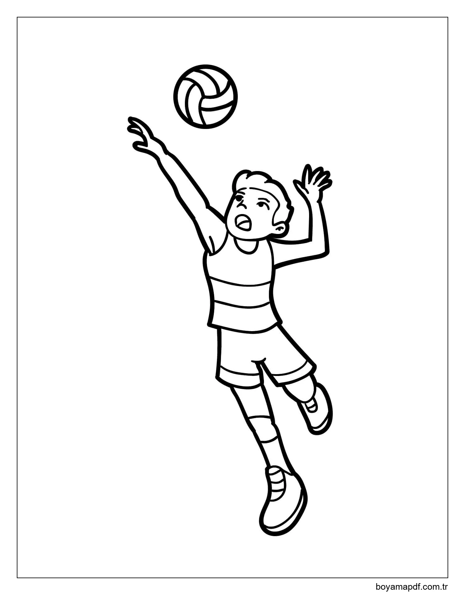 Güzel çocuk Voleybol Oynuyor Boyama Sayfası