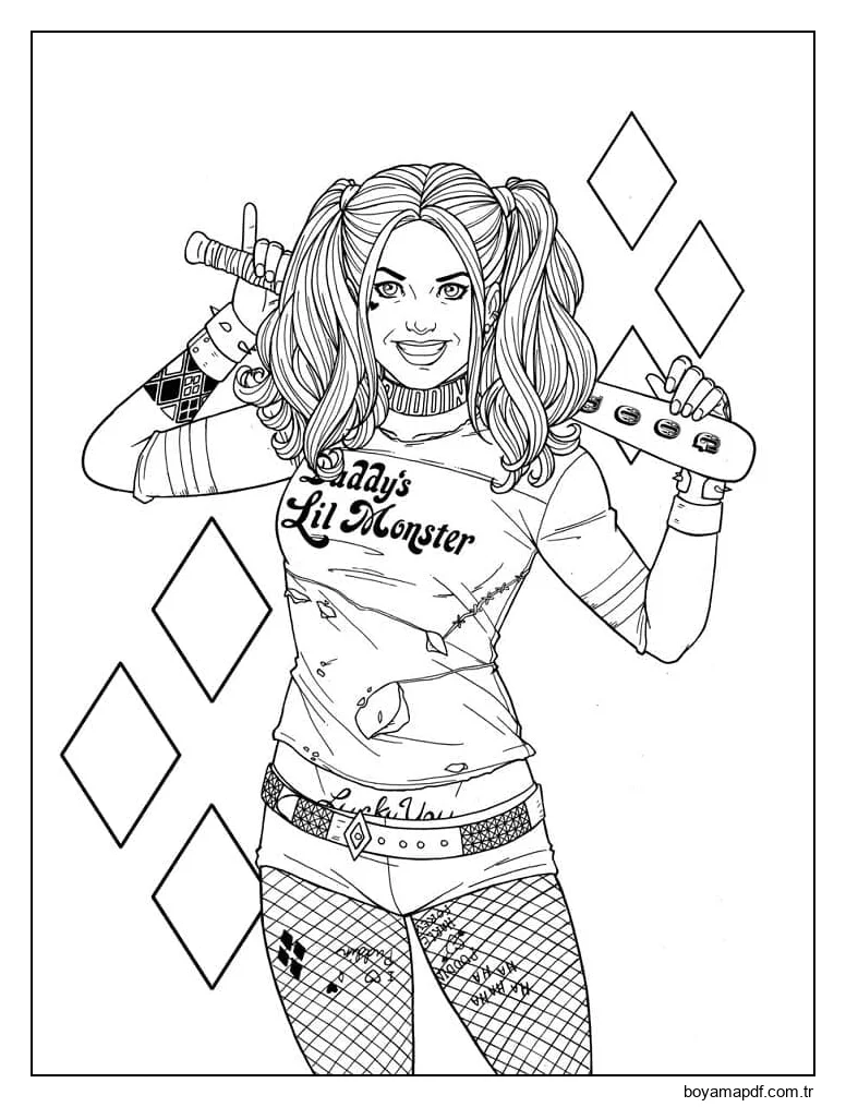 Güzel Harley Quinn karakter çizimi