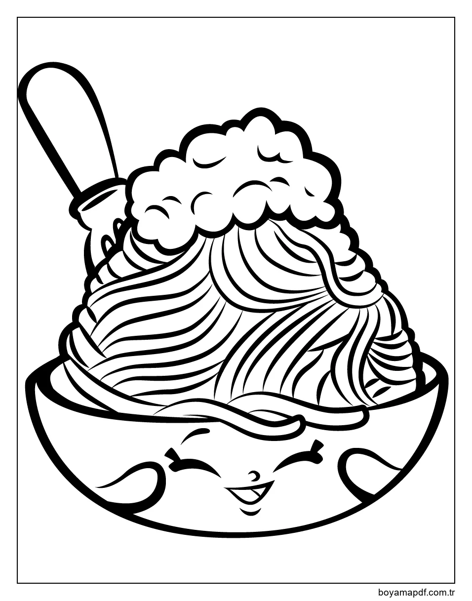 Güzel Makarna karakter çizimi