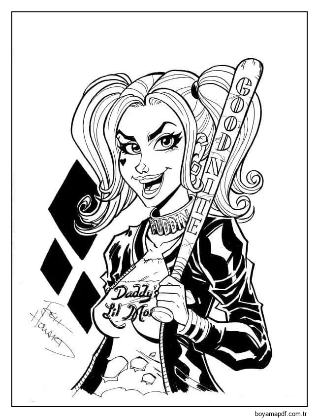 Harley Quinn Bedava karakter çizimi
