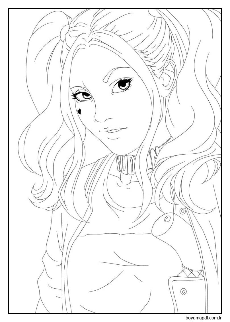 Harley Quinn'i Yazdır karakter çizimi