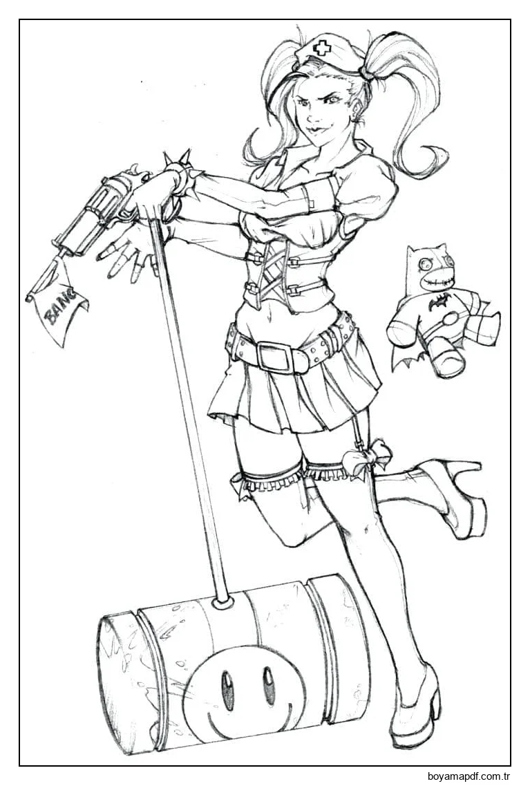 Harley Quinn'in çizimi karakter çizimi