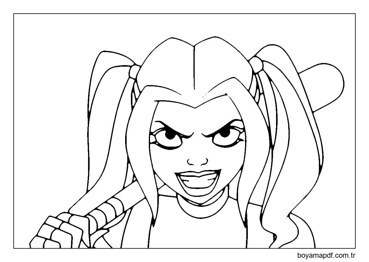 Harley Quinn Ücretsiz Yazdırılabilir karakter çizimi