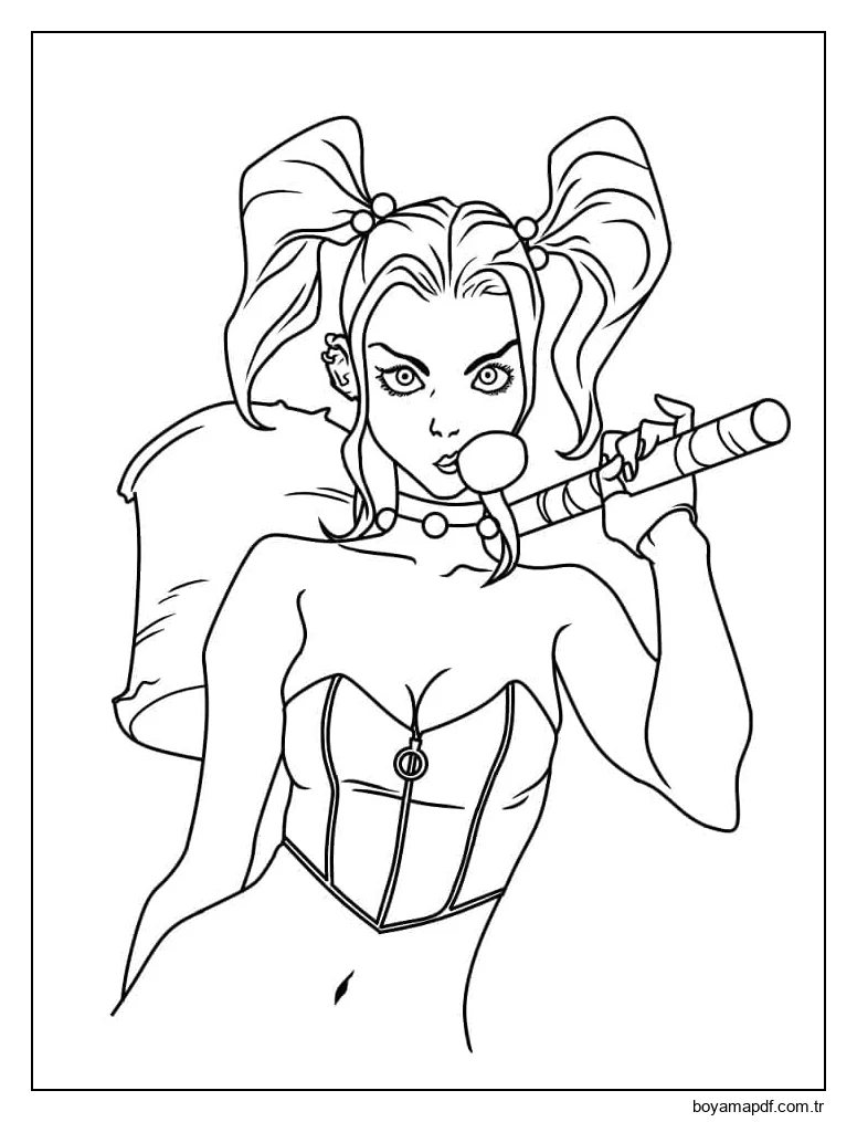 Harley Quinn ve Çekici karakter çizimi