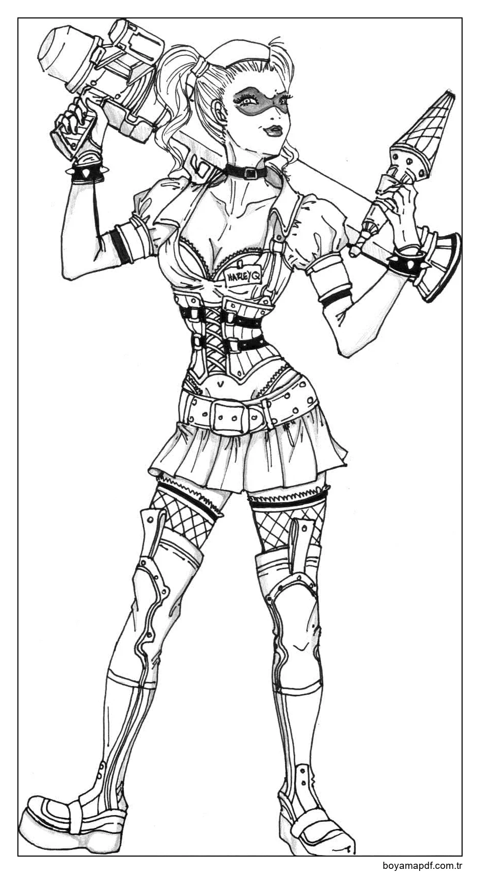 Harley Quinn Yazdırılabilir karakter çizimi