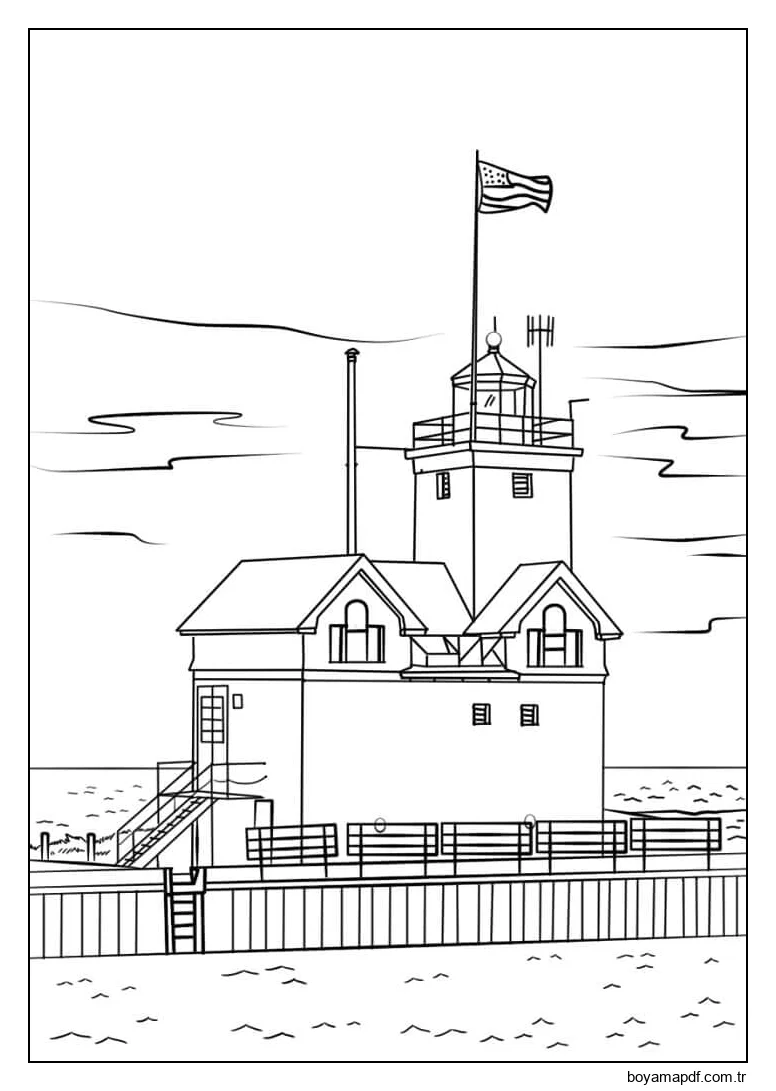 Hollanda limanı Deniz Feneri karakter çizimi