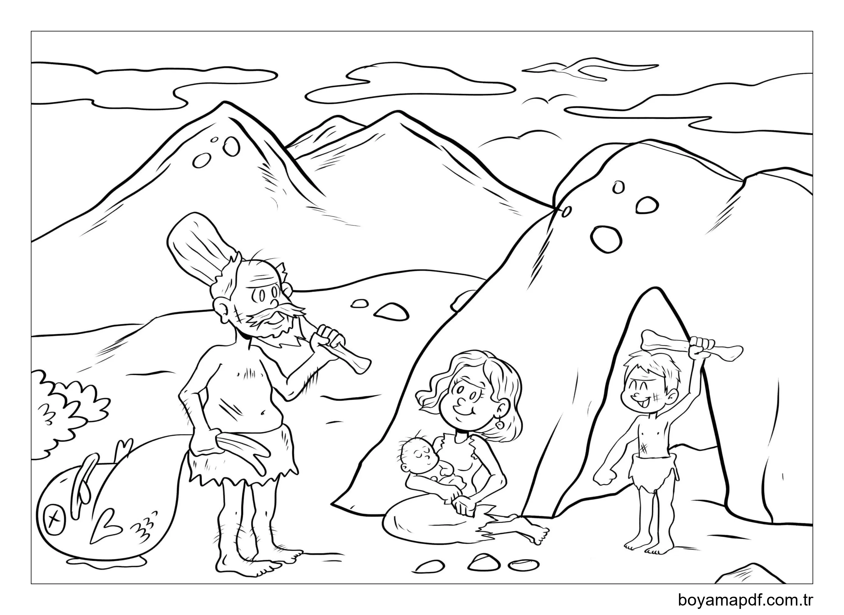 İlkel Aile karakter çizimi