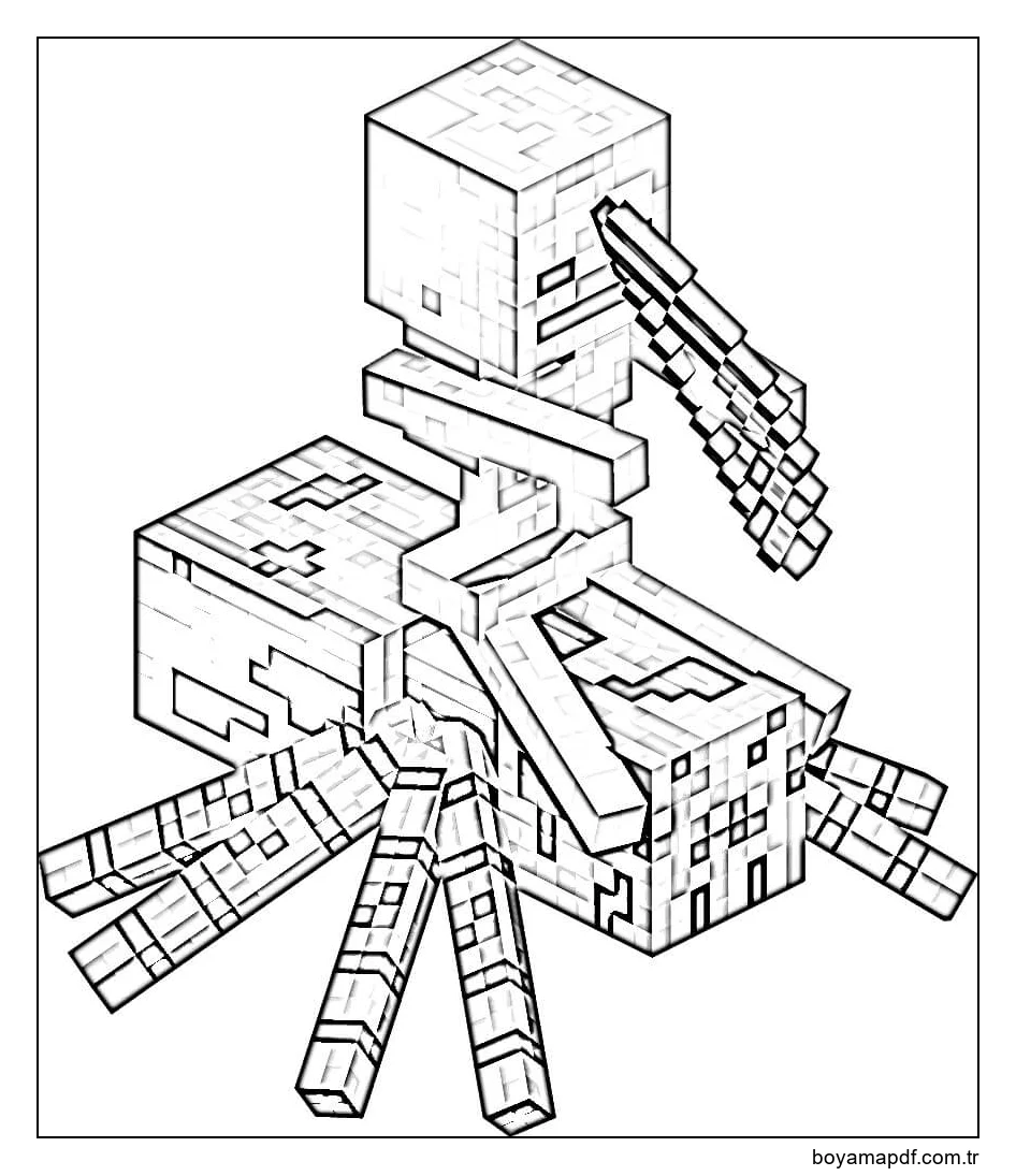 İskelet Binen Örümcek Boyama Sayfası