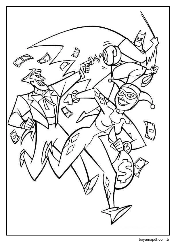 Joker, Harley Quinn ve Batman karakter çizimi