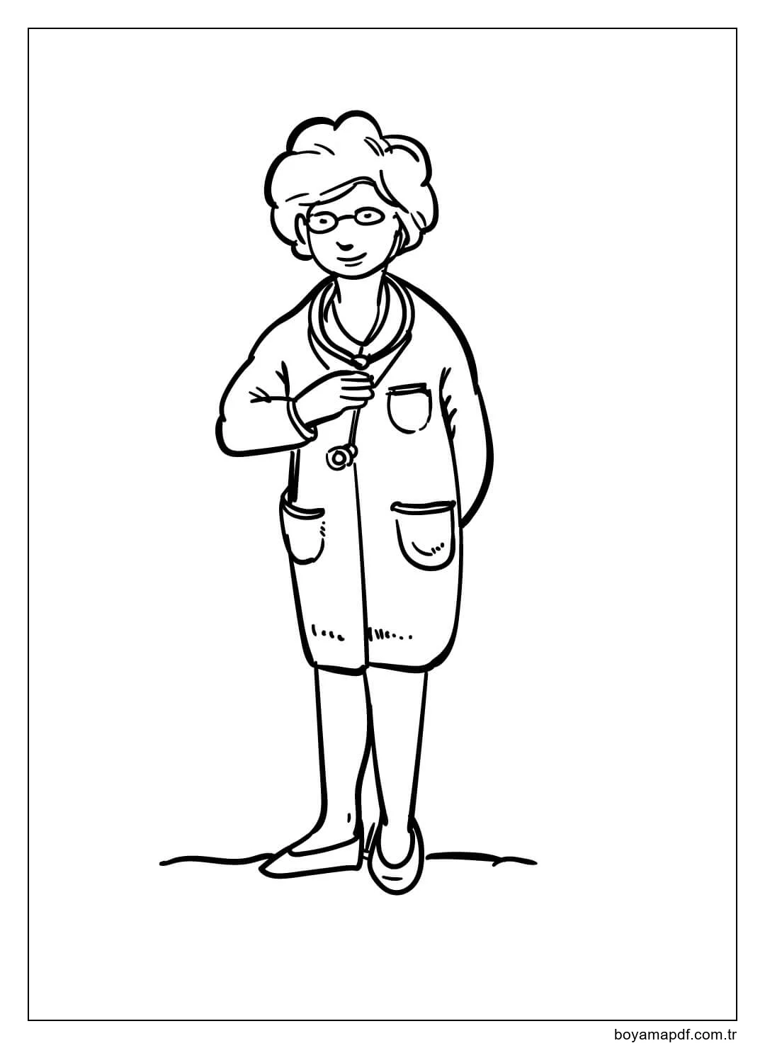 Kadın Doktor çizim Boyama Sayfası
