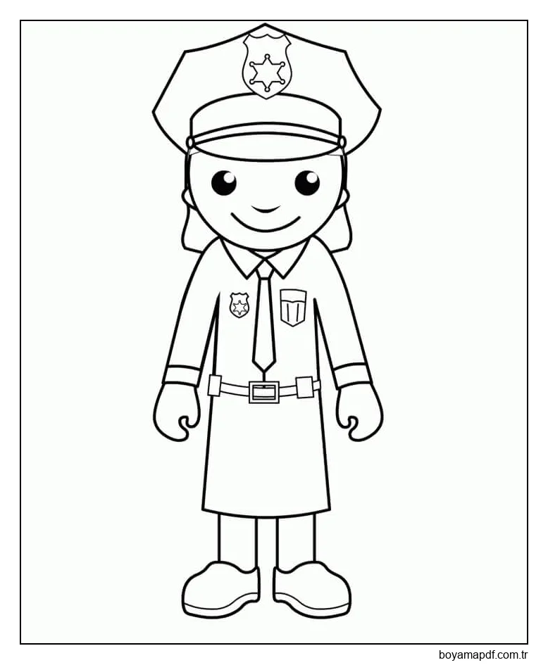 Kadın Polis Boyama Sayfası