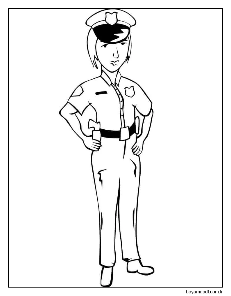 Kadın Polis Memuru Boyama Sayfası