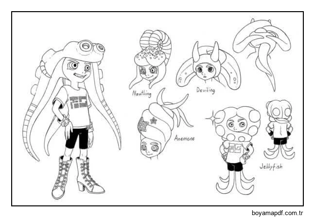 Kalamar Şapka Çeşitleri karakter çizimi