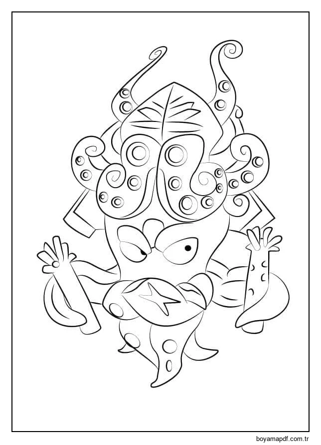 Kalamar Şekilli İnsansı karakter çizimi