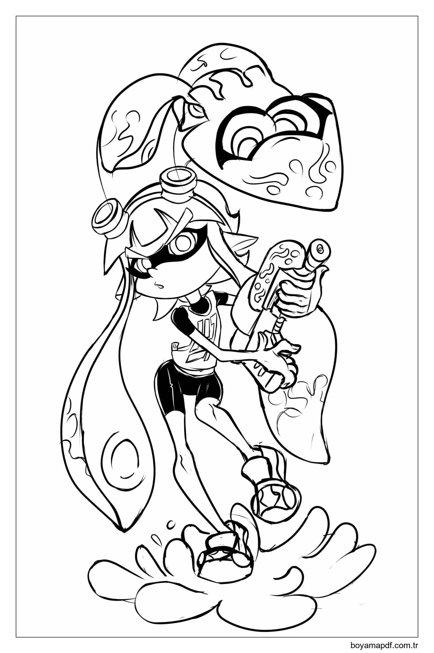 Kalamar Zor Zamanlarda Her Zaman Yardım Edecek ve Yardım Edecektir karakter çizimi