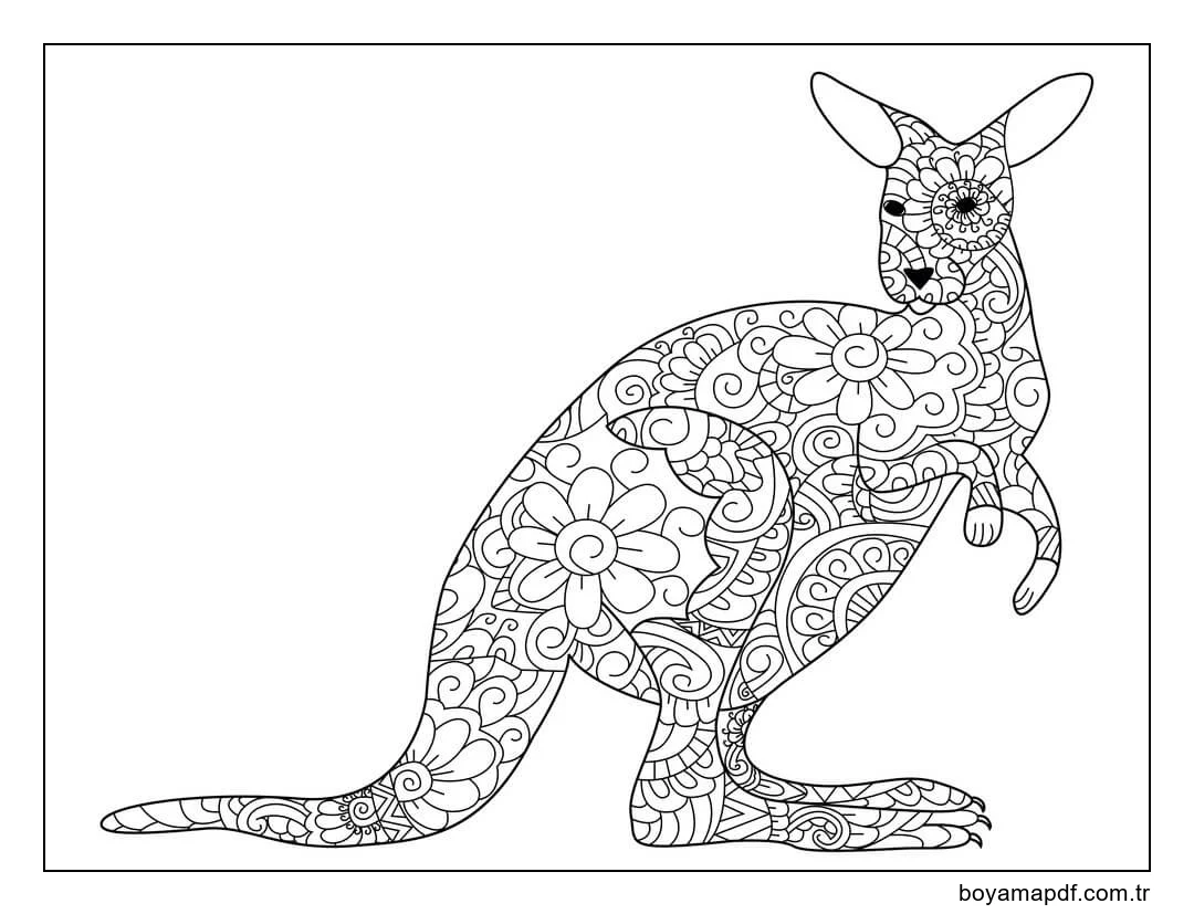 Kanguru Mandala karakter çizimi