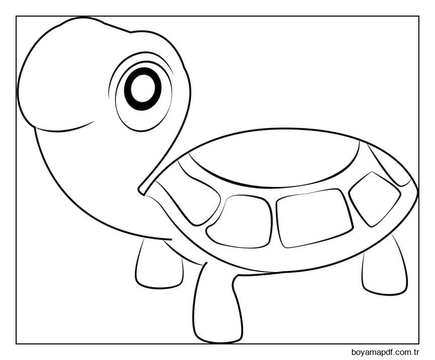 Kaplumbağa Gülümseyen Boyama Sayfası