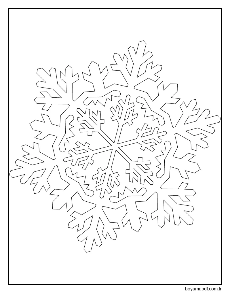 Kar Tanesi Süsleme Boyama Sayfası
