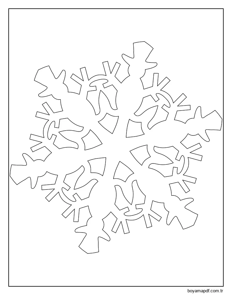 Kardan Adam ile Kar Tanesi Deseni Boyama Sayfası
