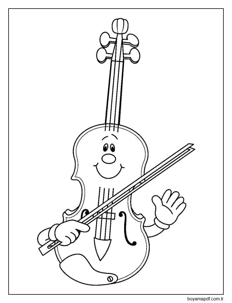 Karikatür Keman karakter çizimi