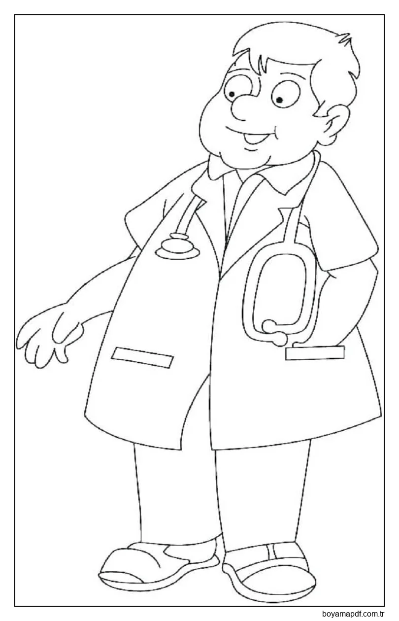 Karikatürize et adam Doktor Boyama Sayfası