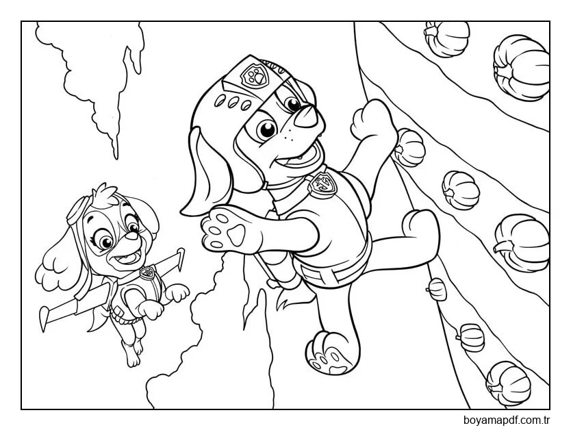 Kayalık ve Skye Uçan Boyama Sayfası