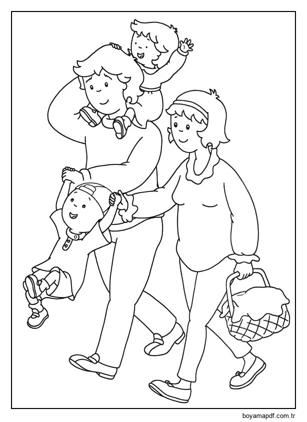 Kayu Ailesi Dışarıda Takılıyor Boyama Sayfası