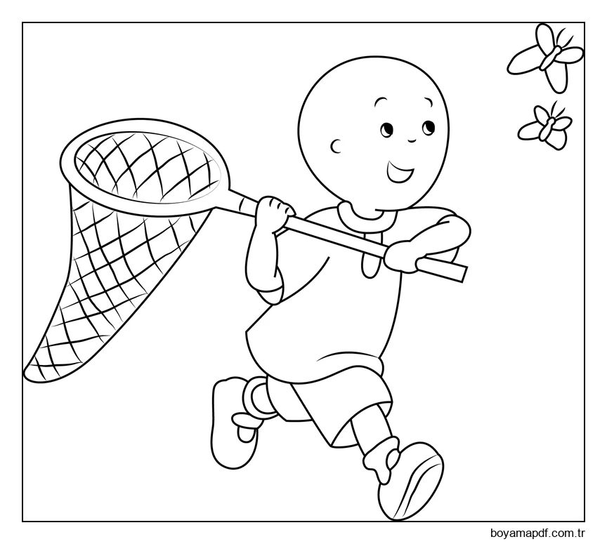 Kayu Kelebekleri Yakalamak Boyama Sayfası