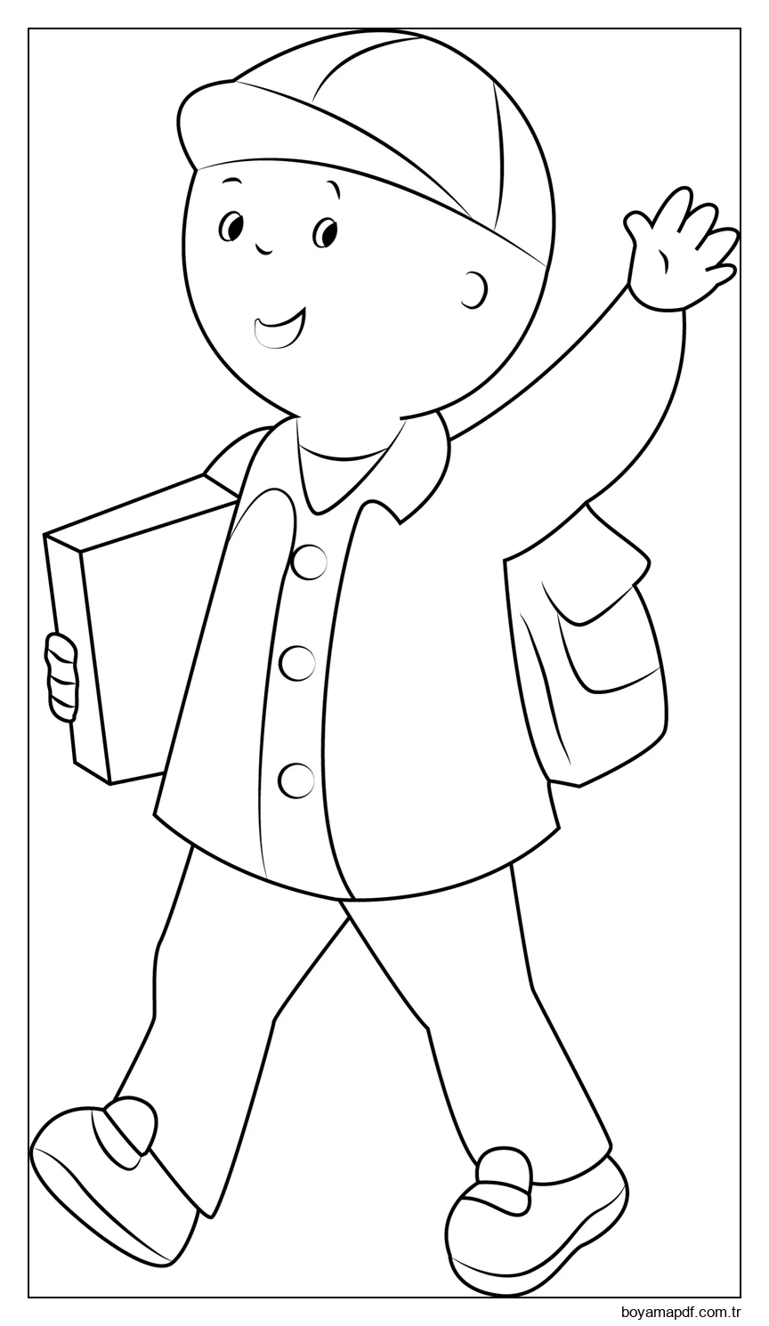 Kayu Okula Gidiyor Boyama Sayfası