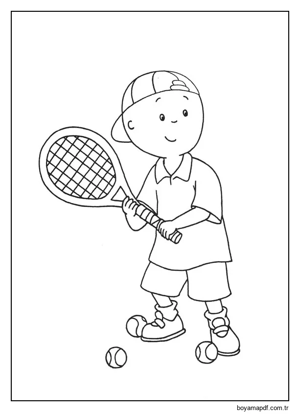 Kayu Tenis Oynarken Boyama Sayfası