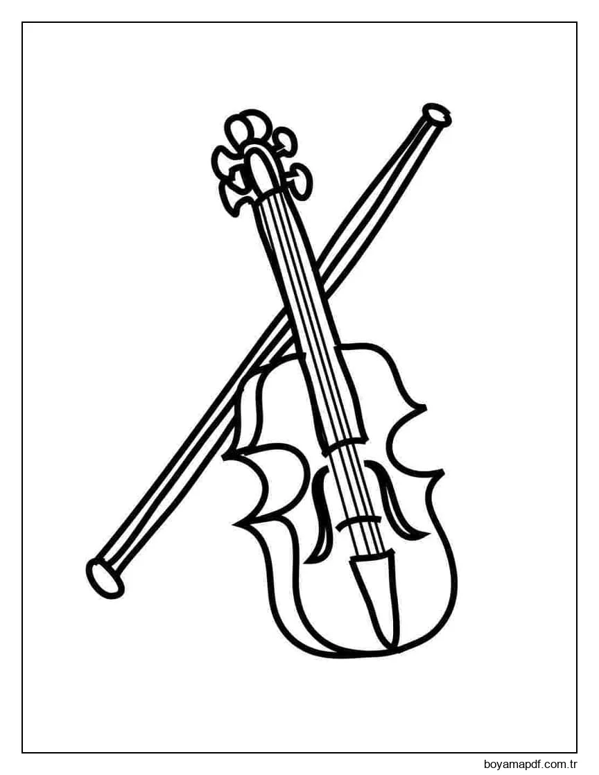 Keman ücretsiz yazdırılabilir karakter çizimi